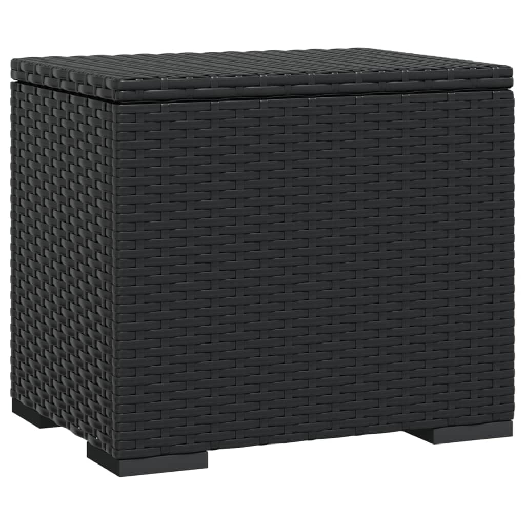 vidaXL Ottomans Set with Cushions - Black Poly Rattan Weather Resistant Outdoor Seating with Powder-Coated Metal Frame and Removable Cushions