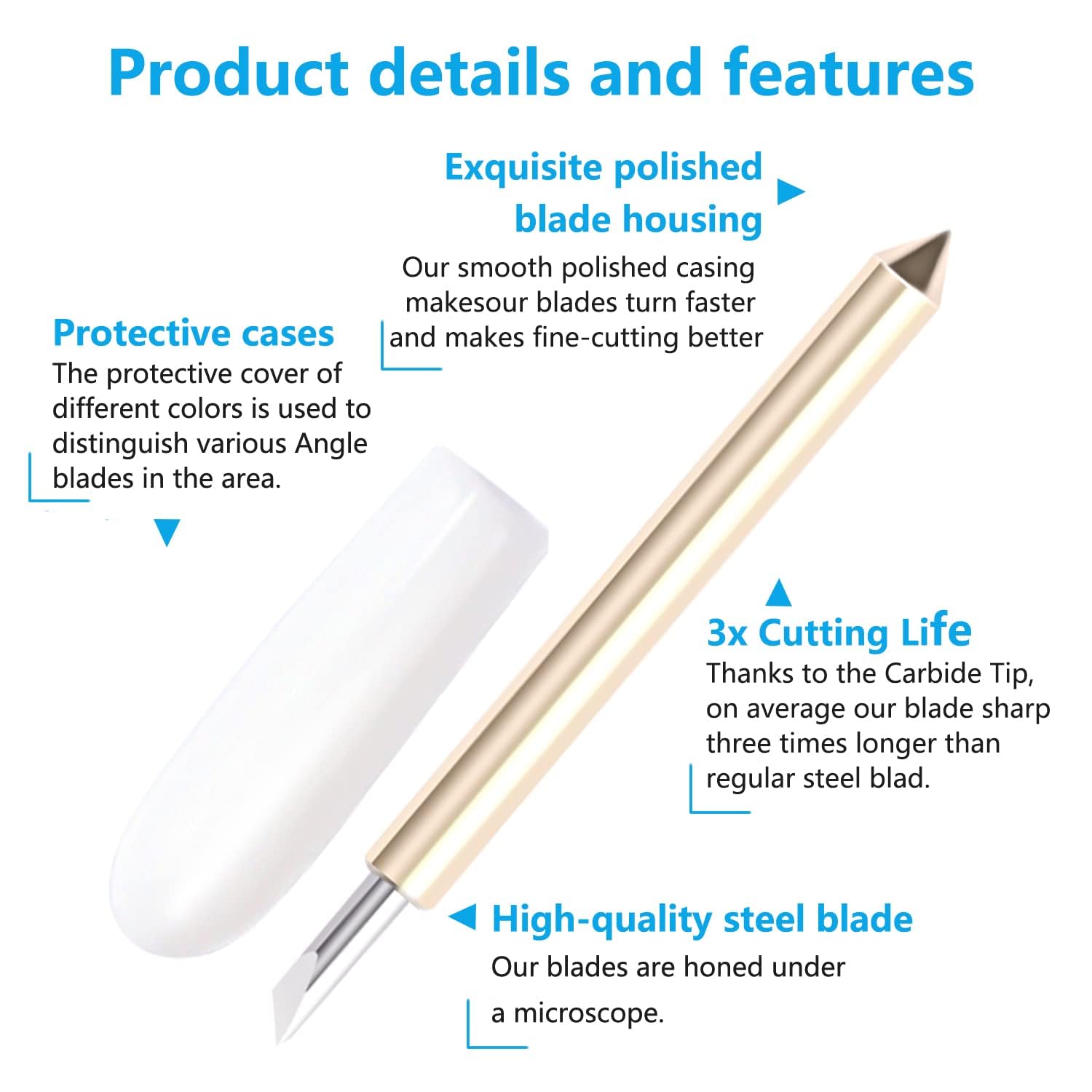 5 PCS Premium Fine-Point Blade and Housing Compatible with ExploreAir/Air 2/Air 3/Maker/Maker 3/Expression Cutting Machines for Light to Mid-Weight Materials Like Cardstock, Vinyl, Iron-On & More