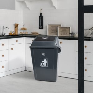 Buyitt 4 Packs Large Garbage Bin with Lid, Plastic Kitchen Waste Bin, 13 Gallon, Grey