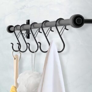 12 PCS S Hooks for Hanging with Safety Buckle, 3.5 inch Heavy Duty Metal S Shaped Hooks for Kitchen Utensil, Cups, Pots, Plants, Bags, Hats (Black)