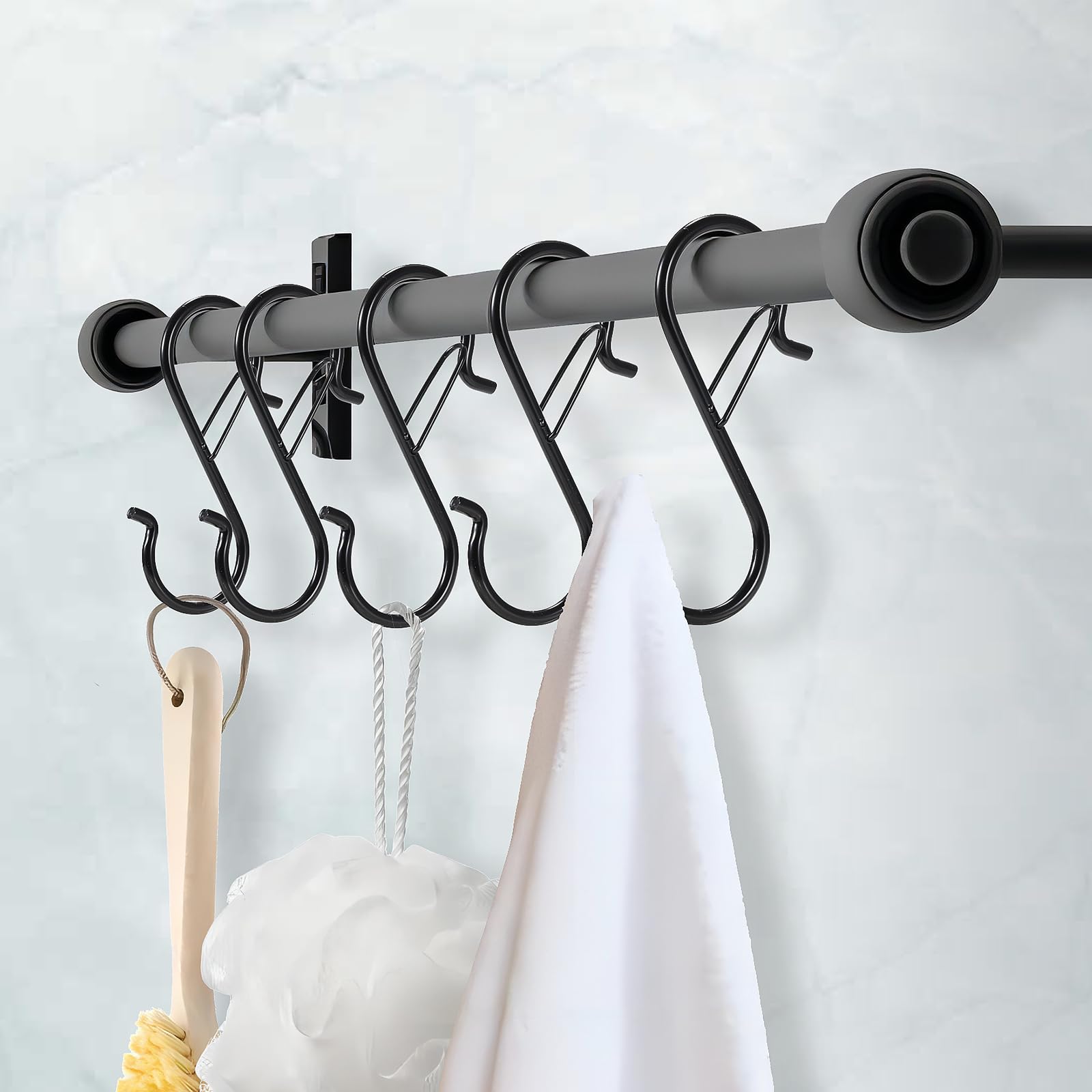 12 PCS S Hooks for Hanging with Safety Buckle, 3.5 inch Heavy Duty Metal S Shaped Hooks for Kitchen Utensil, Cups, Pots, Plants, Bags, Hats (Black)