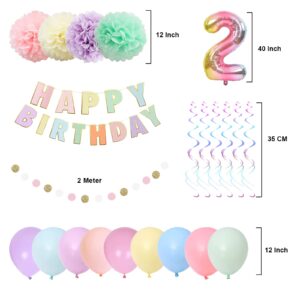 BRT Bearingshui 2th Birthday Decorations, 40 Inch Rainbow Gradient Number 2 Balloon, 2th Birthday Balloon, Happy Birthday Banner, Children’s 2th Birthday Party Supplies for Kids