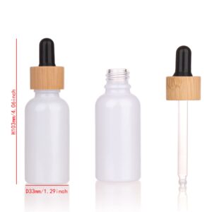 COSIDEA 20pcs Empty Pearly white Round 30ml 1oz Glass bottle with Bamboo dropper for Serum essence oil bottles container packing