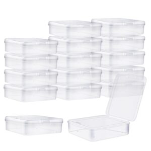 16 pack plastic beads storage transparent containers box small drawer organizers with hinged lid for beads earplugs crafts jewelry - 2.9x2.9x1 inch