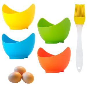 4 pack egg poacher, bpa free silicone egg poachers, egg cups for air fryer, thickened stable egg cooker with extra oil brush