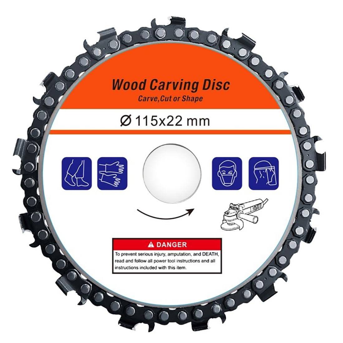 Chainsaw disc/Stump Remover/Stump Grinder/Wood Carving Disc for 4-1/2" Angle Grinder, 7/8" Arbor,Shaping and Cutting Disk (4.5Inch13Teeth, Orange, 1)