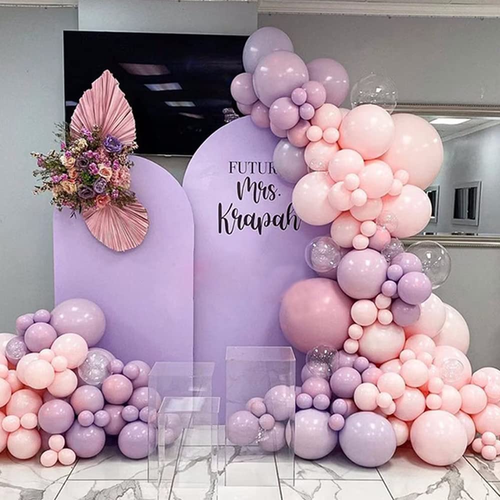 145PCS Dusty Pink Purple Balloon Garland Arch Kit Pinkish Purple Lilac Lavender Pastel Pink Neutral Sand Boho Balloons for Birthday Bride Baby Shower Wedding Butterfly Party Decorations