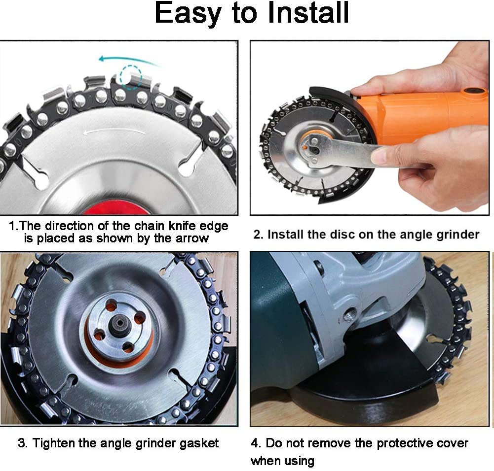 Chainsaw disc/Stump Remover/Stump Grinder/Wood Carving Disc for 4-1/2" Angle Grinder, 7/8" Arbor,Shaping and Cutting Disk (4.5Inch13Teeth, Orange, 1)