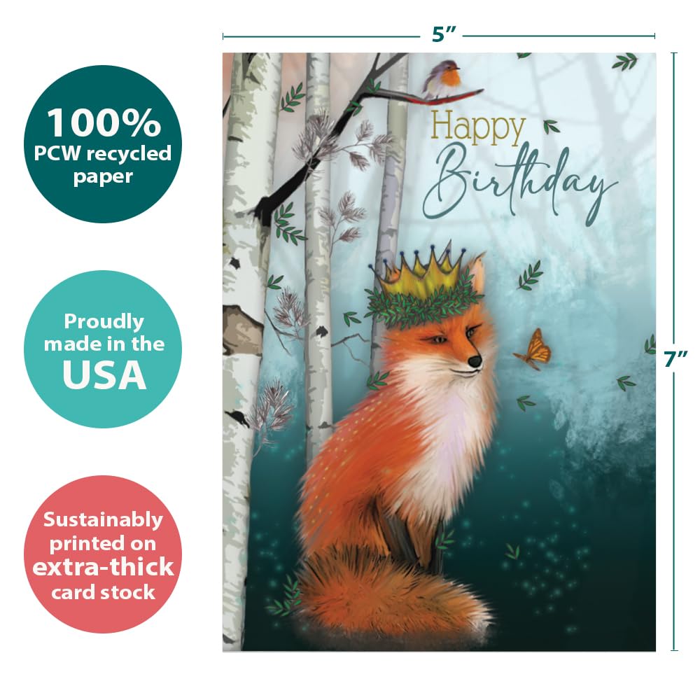 Tree-Free Greetings - Birthday Cards - Artful Designs - 8 Cards + Matching Envelopes - Made in USA - 100% Recycled Paper - 5"x7" - Cake Celebration (GA65205)