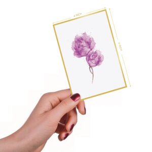 Racrico 50 Blank Note Cards and Envelopes,10 Gold Foil Designs Floral Blank Cards With Color Envelopes And Stickers, 4x6 Blank Note Greeting Cards Sets In Sturdy Bulk Box.