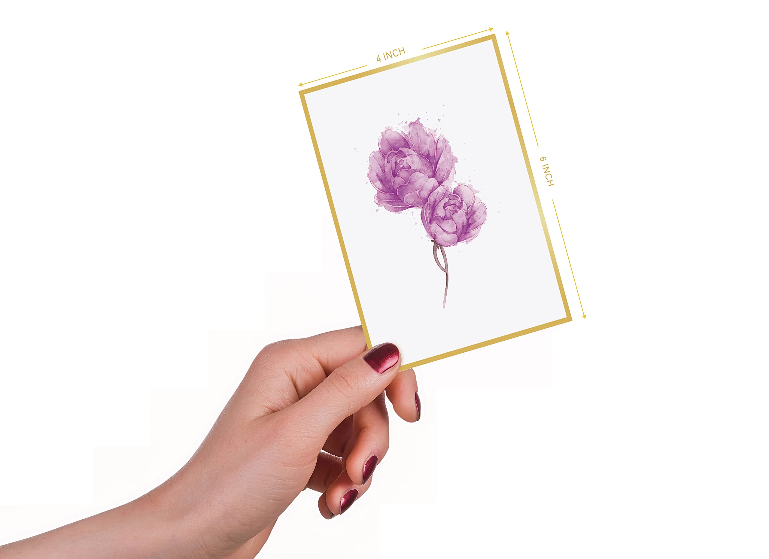 Racrico 50 Blank Note Cards and Envelopes,10 Gold Foil Designs Floral Blank Cards With Color Envelopes And Stickers, 4x6 Blank Note Greeting Cards Sets In Sturdy Bulk Box.