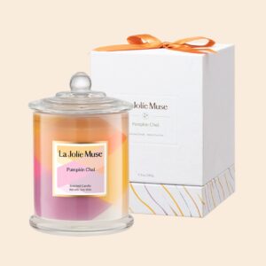 LA JOLIE MUSE Pumpkin Candles, Fall Scented Candle, Pumpkin Chai Candles, Luxury Candle Women Gifts, Natural Soy Wax, 75 Hours Long Burning Time, Autumn Home Candle Gift