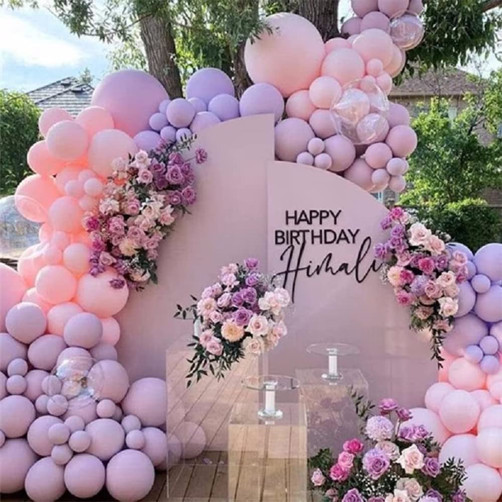 145PCS Dusty Pink Purple Balloon Garland Arch Kit Pinkish Purple Lilac Lavender Pastel Pink Neutral Sand Boho Balloons for Birthday Bride Baby Shower Wedding Butterfly Party Decorations