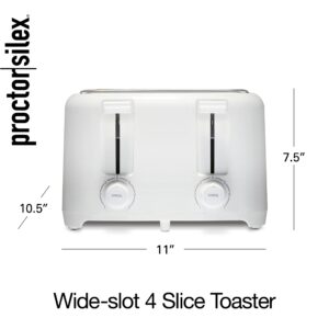 Proctor Silex 4 Slice Toaster with Extra Wide Slots for Bagels, Cool-Touch Walls, Shade Selector, Toast Boost, Auto Shut-off and Cancel Button, White (24214PS)