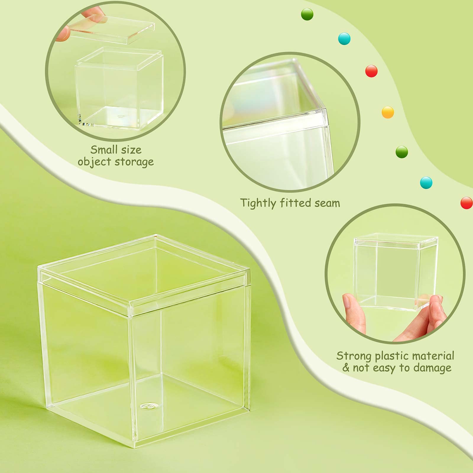 Blulu 8 Pieces Clear Acrylic Plastic Jewelry Box Mini Storage Box Mini Cube Containers with Lids Storage Candy Box for Candy Pill and Tiny Jewelry(Square,1.77 x 1.77 x 1.77 Inch)