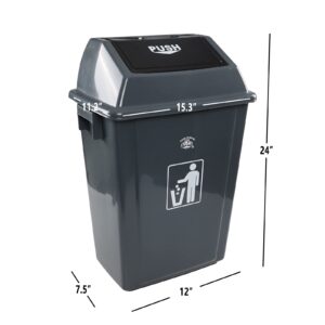 Buyitt 4 Packs Large Garbage Bin with Lid, Plastic Kitchen Waste Bin, 13 Gallon, Grey