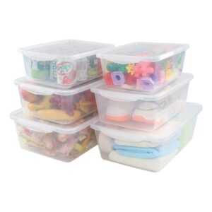 Zopnny 4-Pack 14 Qt. Stackable Nestable Box Tote Closet Organization, Plastic Latch Bin with Lids, Clear