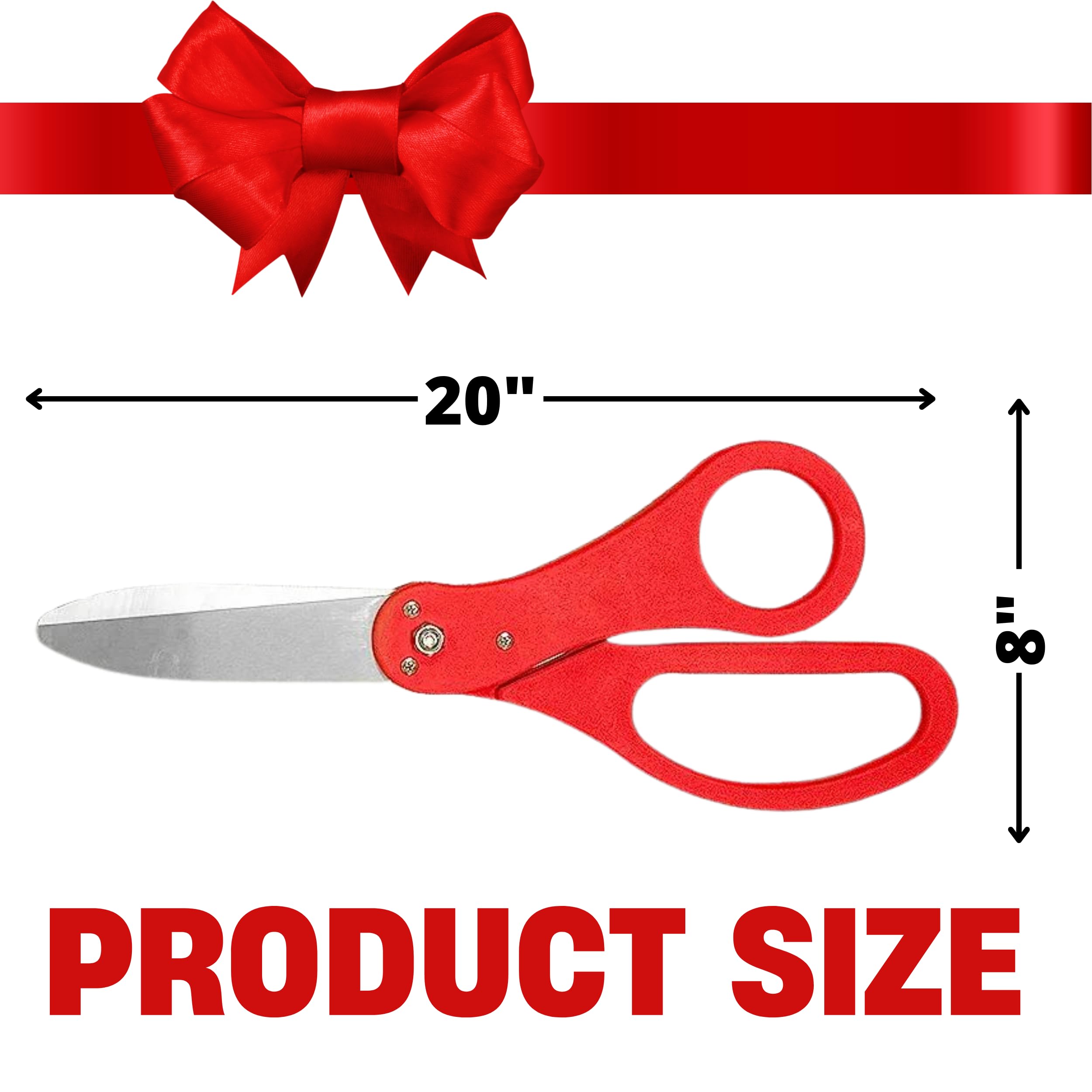 Red Ribbon Cutting Ceremony Kit – 20 Inch Giant Scissors and Ribbon Giants Ribbon Cutting Scissors with Red Ribbon Grand Opening Ribbon and Scissors for Special Events Inaugurations and Ceremonies