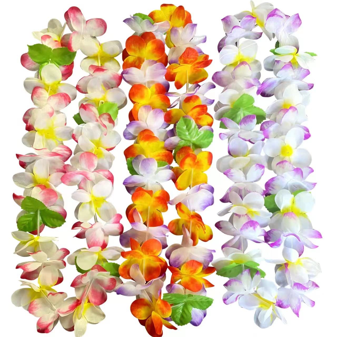 12PCS Hawaiian Leis Luau Party Decorations Tropical Party Favors Lei Hawaiian Flower Lei Perfect for Hawaiian Luaus Party Birthday Party Favors.