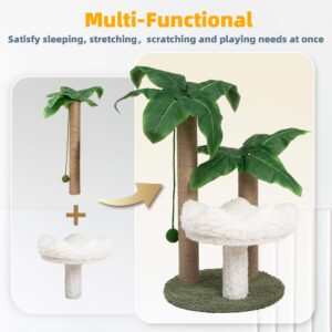 Cat Scratching Post Palm Tree with Bed Cloud Cute Cat Tree for Indoor Large Cats 3 Scratching Poles Sisal Hanging Balls for Cat Perch Cat Scratcher for Kitten and Adult Cats Tower Climber