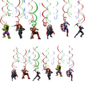 12pcs party vortex decoration for avengers, hanging swirls decoration for super hero theme birthday party supplies