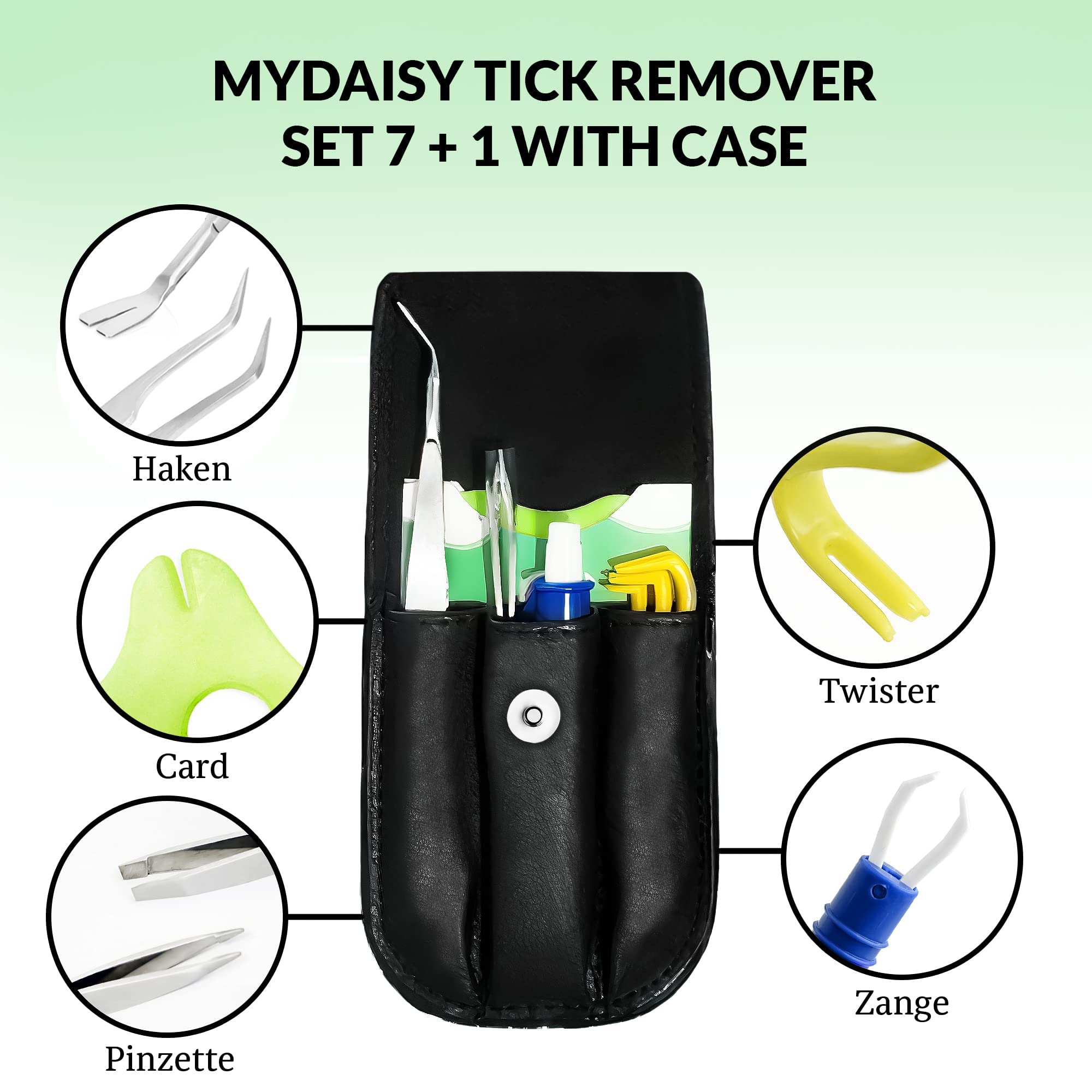 S SUNINESS 7 in 1 Premium Tick Removal Kit, Tick Tweezer Set with Case, Tick Remover, Holster and Tick Card and More