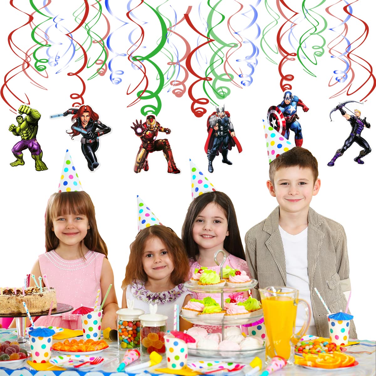 12pcs Party Vortex Decoration for Avengers, Hanging Swirls Decoration for Super Hero Theme Birthday Party Supplies