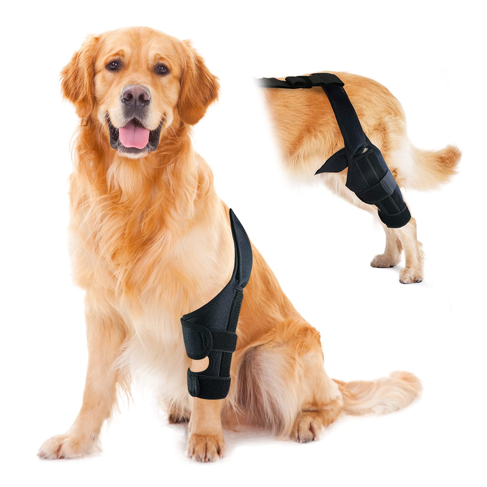 Dog Knee Brace for Torn Acl Hind Leg, Dog Leg Brace with Harness and Connection Belt, Support for Knee Cap Dislocation, Arthritis, Torn ACL Hind Leg (S（Thigh Girth 4.7″-8.9″, Leg Height 2″-6.9″）)