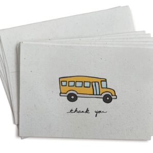 School Bus Thank You Cards - 24 Greeting Cards with Envelopes - School Thank You Notecards For Teacher Appreciation