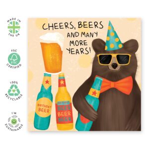 CENTRAL 23 Funny Birthday Cards For Men - Cheers, Beers And Many More Years - Dad Joke Cards - Uncle Birthday Card - Brother Birthday Card - Guy Gag Gifts - Comes With Fun Stickers