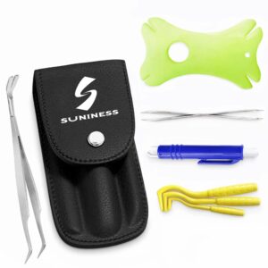 s suniness 7 in 1 premium tick removal kit, tick tweezer set with case, tick remover, holster and tick card and more