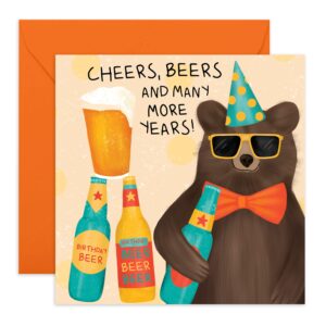 central 23 funny birthday cards for men - cheers, beers and many more years - dad joke cards - uncle birthday card - brother birthday card - guy gag gifts - comes with fun stickers