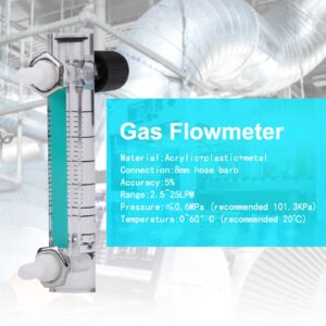 Gas Flowmeter 2.5-25LPM Oxygen Air Meter with Control Valve for Measuring Controlling Gas