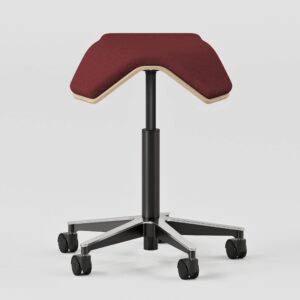 Branch Saddle Chair ILOA Plus - Ergonomic Rolling Stool for Healthy Posture and Sustainable Style - Height Adjustable Stool with Birch Plywood Frame and Recycled Polyester Seat Fabric - Brick