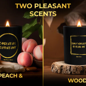 Luxury Funny Candles for Women Or Men - White Peach & Dreams,10oz - Wooden Wick Candles with Soy Wax – Funny Candle, Funny Candles for Men, Bithday Day Gift, Christmas Gift (Candles on Clothes Off)