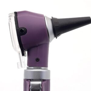 MEDCASE Brilliance German Fiber Optic Otoscope - Professional Ear Scope with LED Light and Speculum for Ear Examination and Diagnosis - Ideal for Professional and Home Use - Purple Color