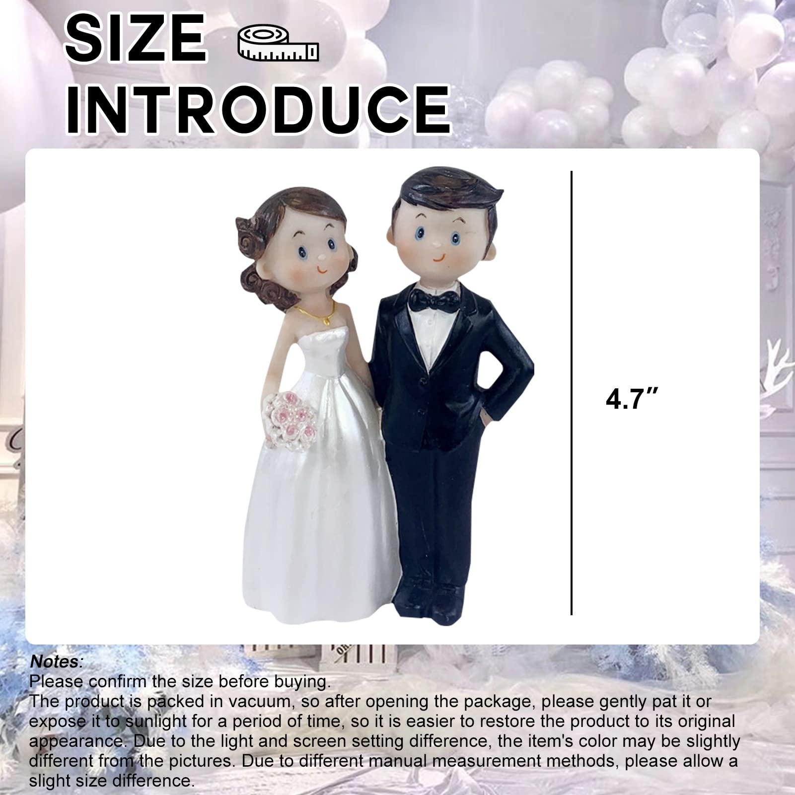 4.7"Wedding Cake Toppers Bride and Groom Figures Ornament Toy Gifts Decorations