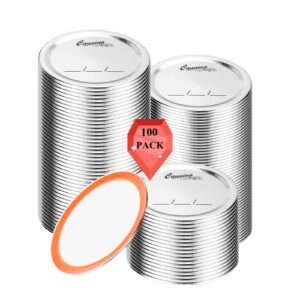 100-count, regular mouth canning lids for ball, kerr jars - split-type metal mason jar lids for canning - food grade material, 100% fit & airtight for regular mouth jars