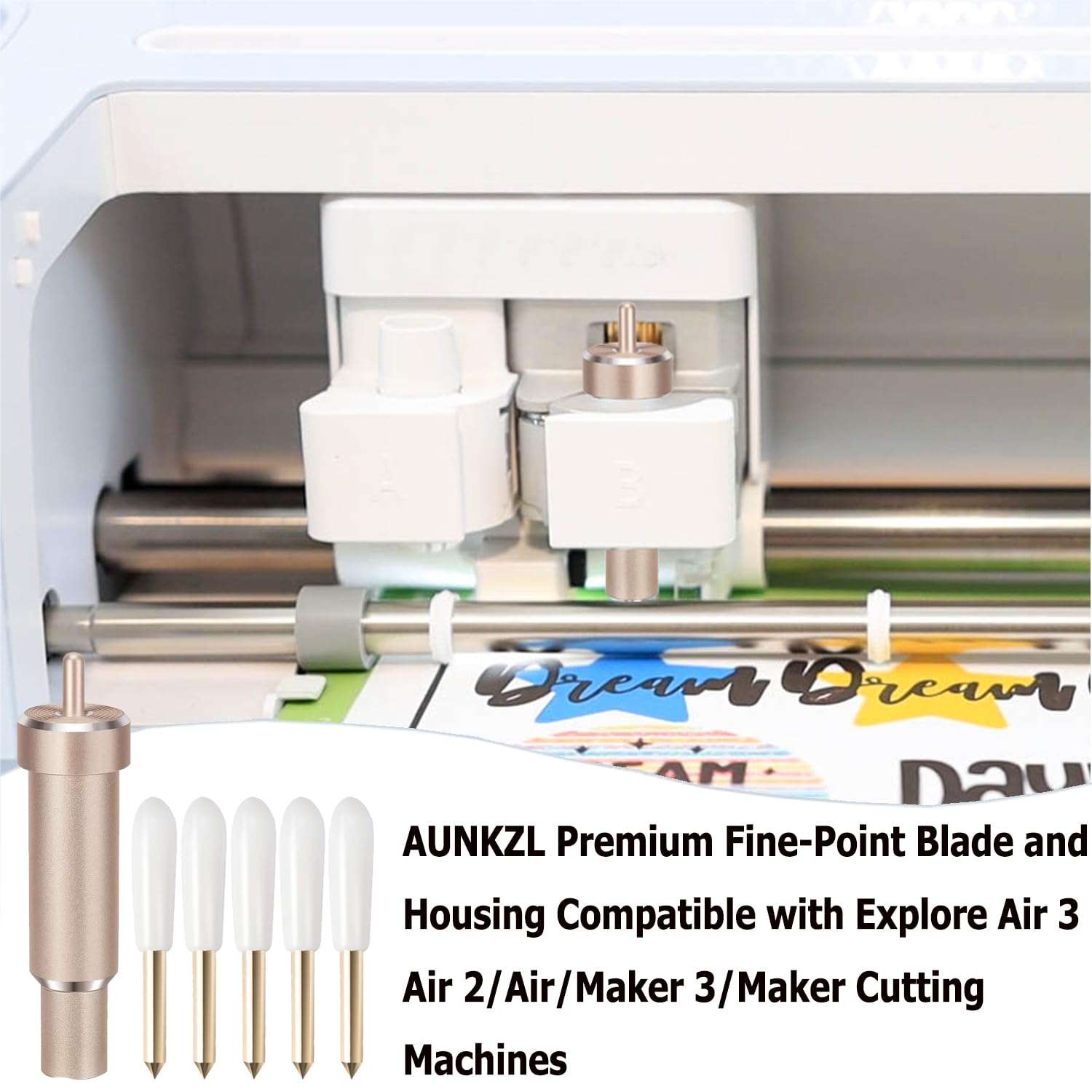 5 PCS Premium Fine-Point Blade and Housing Compatible with ExploreAir/Air 2/Air 3/Maker/Maker 3/Expression Cutting Machines for Light to Mid-Weight Materials Like Cardstock, Vinyl, Iron-On & More