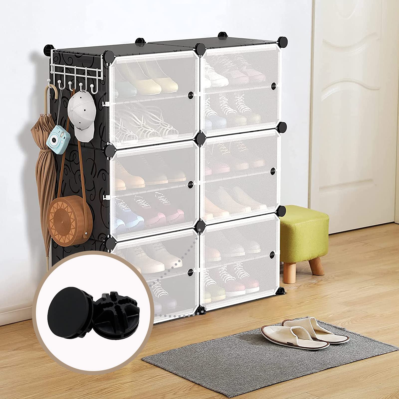 Moicstiy 30Pcs Wire Cube Plastic Connectors Plastic Grid Cube Organizer Connector for Modular Closet Storage Organizer and Wire Shelving (Black)