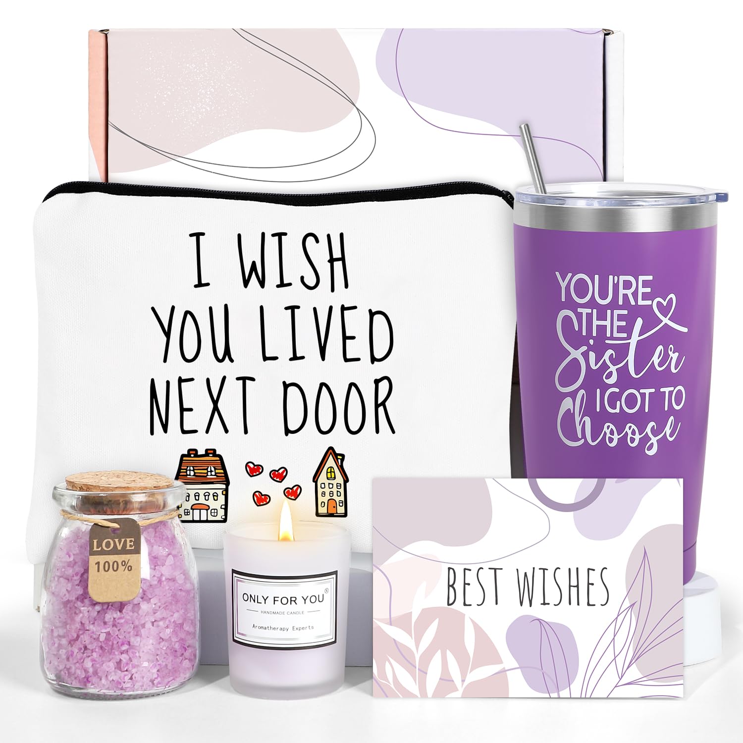 Best Friend Birthday Gifts for Women - Unique Spa Basket Friendship Gifts for Women, Sister, Bestie, BFF (Purple)