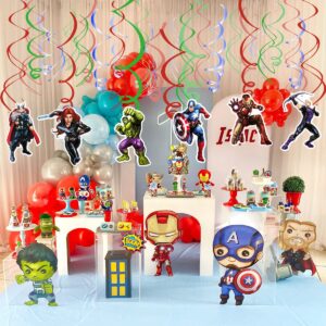 12pcs Party Vortex Decoration for Avengers, Hanging Swirls Decoration for Super Hero Theme Birthday Party Supplies