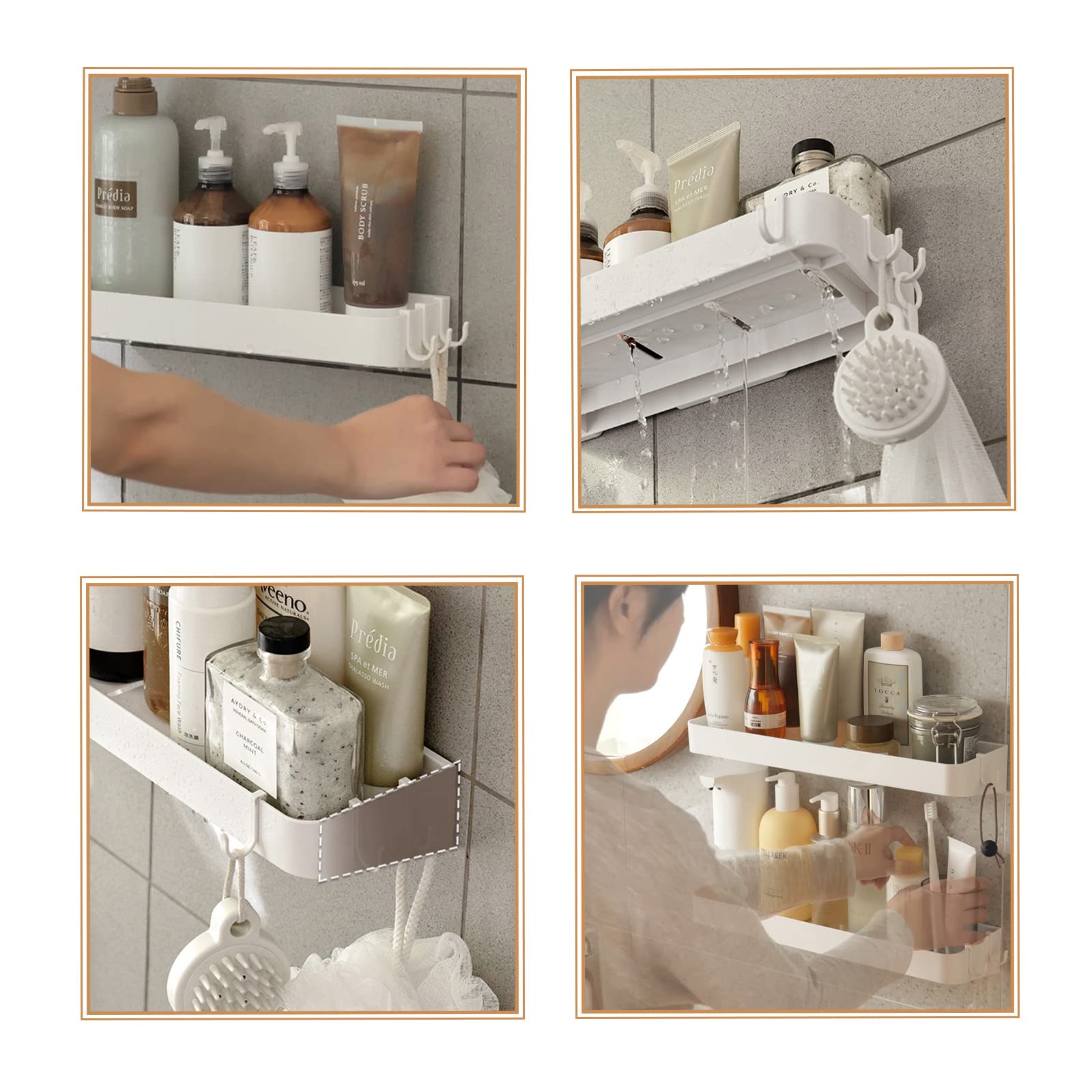 KOKSRY Wall Mounted Shower Caddy, Shower Shelf for inside Shower, No Drilling Shower Caddy for Bathroom Organizer