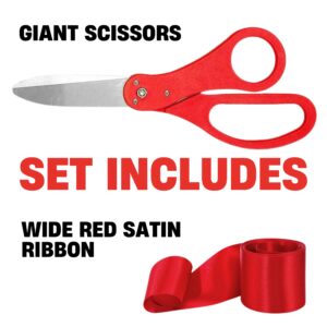 Red Ribbon Cutting Ceremony Kit – 20 Inch Giant Scissors and Ribbon Giants Ribbon Cutting Scissors with Red Ribbon Grand Opening Ribbon and Scissors for Special Events Inaugurations and Ceremonies