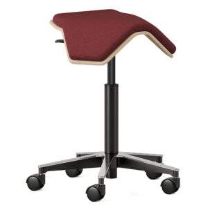 branch saddle chair iloa plus - ergonomic rolling stool for healthy posture and sustainable style - height adjustable stool with birch plywood frame and recycled polyester seat fabric - brick