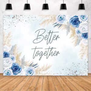 mehofond 7x5ft better together backdrop boho bridal shower wedding party decorations banner bohemia blue white floral pampas grass photography background cake table supplies photo shoot props