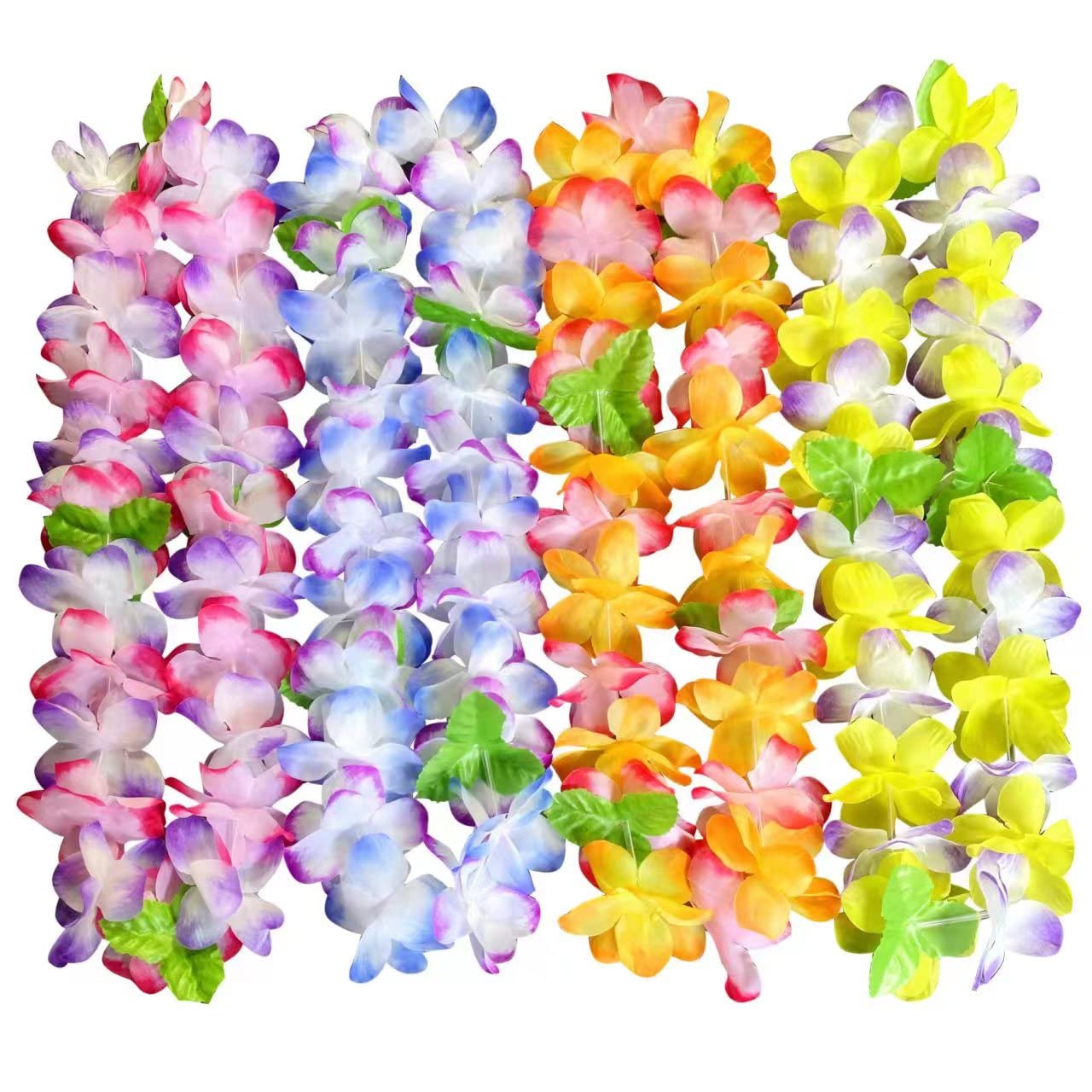 12PCS Hawaiian Leis Luau Party Decorations Tropical Party Favors Lei Hawaiian Flower Lei Perfect for Hawaiian Luaus Party Birthday Party Favors.