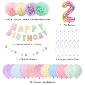 BRT Bearingshui 2th Birthday Decorations, 40 Inch Rainbow Gradient Number 2 Balloon, 2th Birthday Balloon, Happy Birthday Banner, Children’s 2th Birthday Party Supplies for Kids