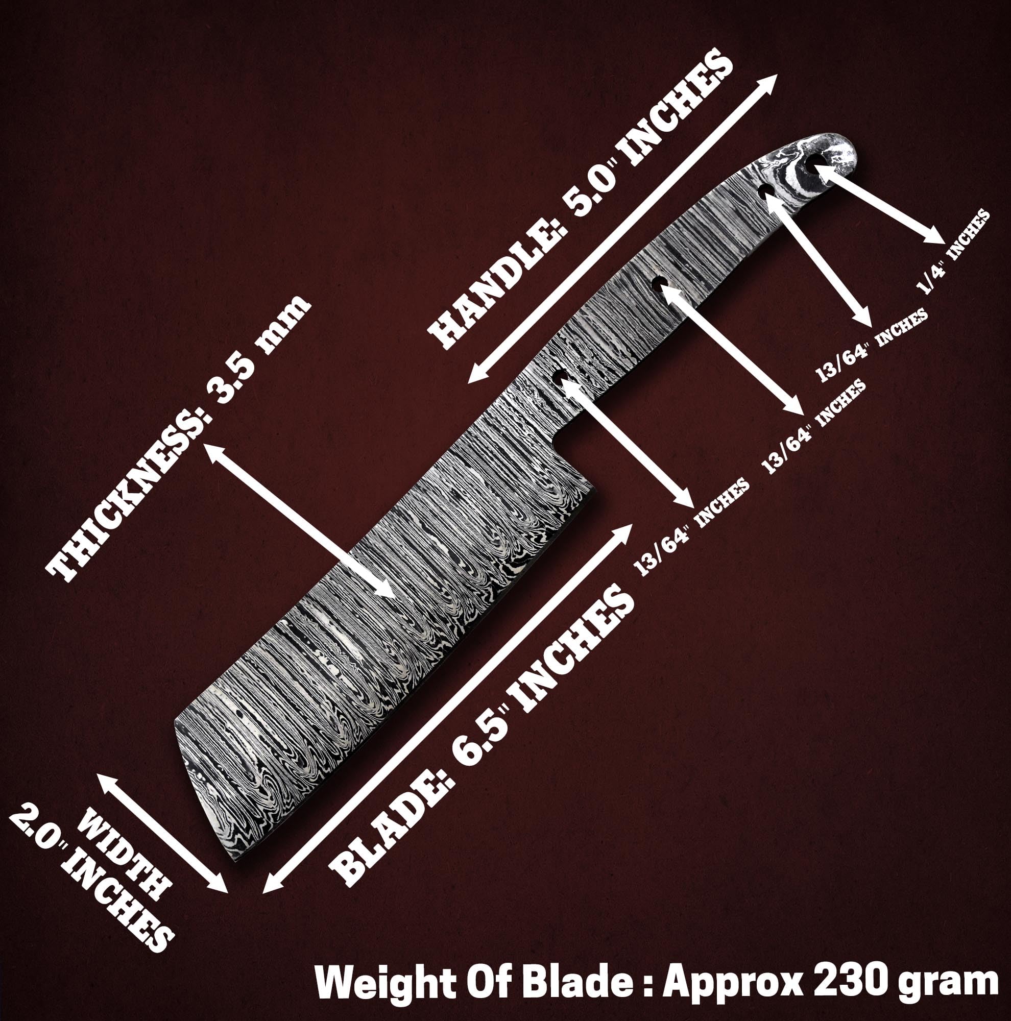 Hercules Knives Custom Hand Forged Damascus Steel Blank Blade Nakiri Knfe chef Knife Blade Damascus Blade Billet Handmade Knife Making Supply