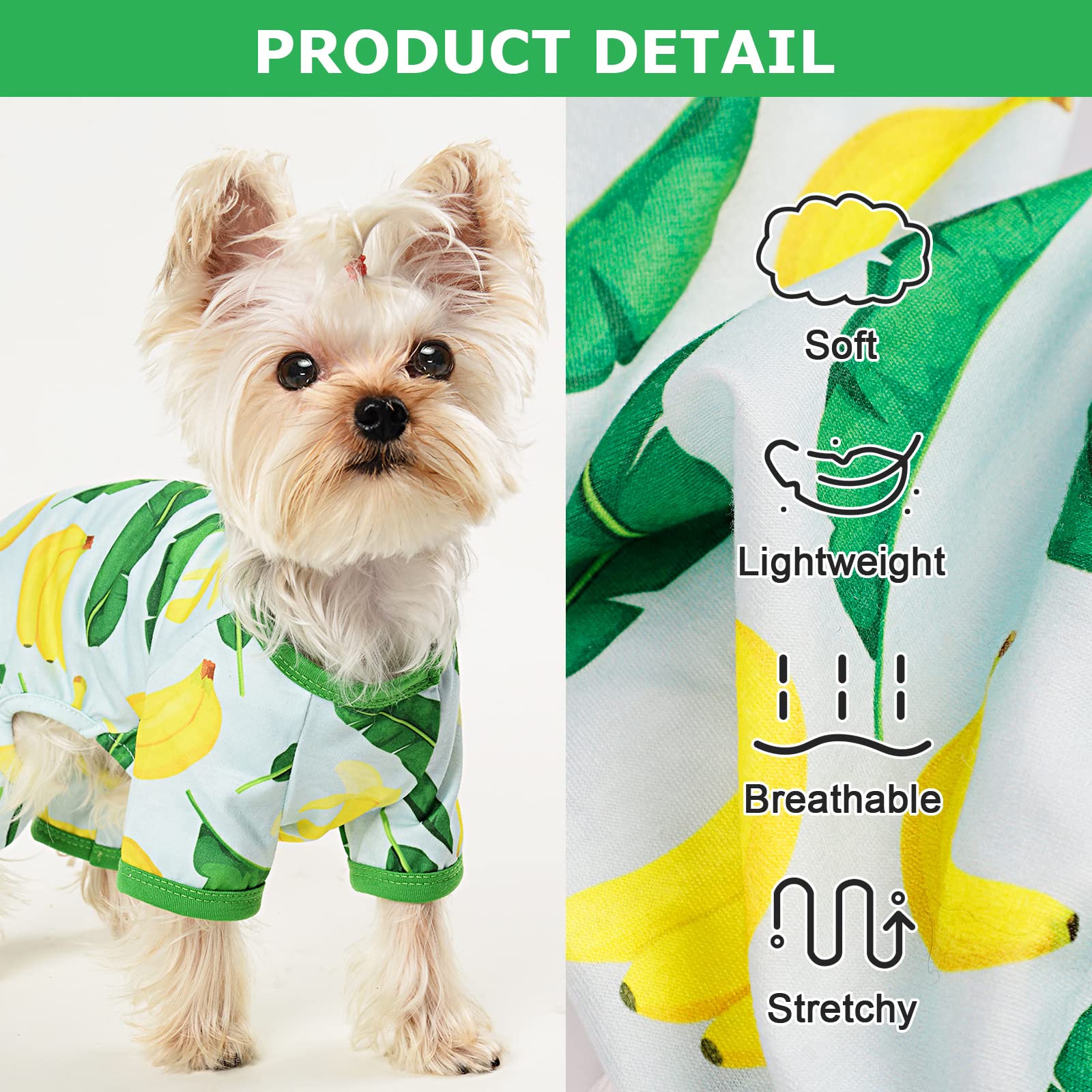 Dog Pajamas Pjs Summer Fall Dog Clothes for Small Dogs Girl - Boy -Small - Medium Size Dogs, Soft Stretchy Puppy Clothes Doggie Onesies Cat Pet Jammies Outfit (Avocado Green, Small)